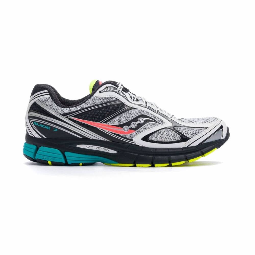 NEW SAUCONY unisex - progrid guide 7 sneakers in white/teal